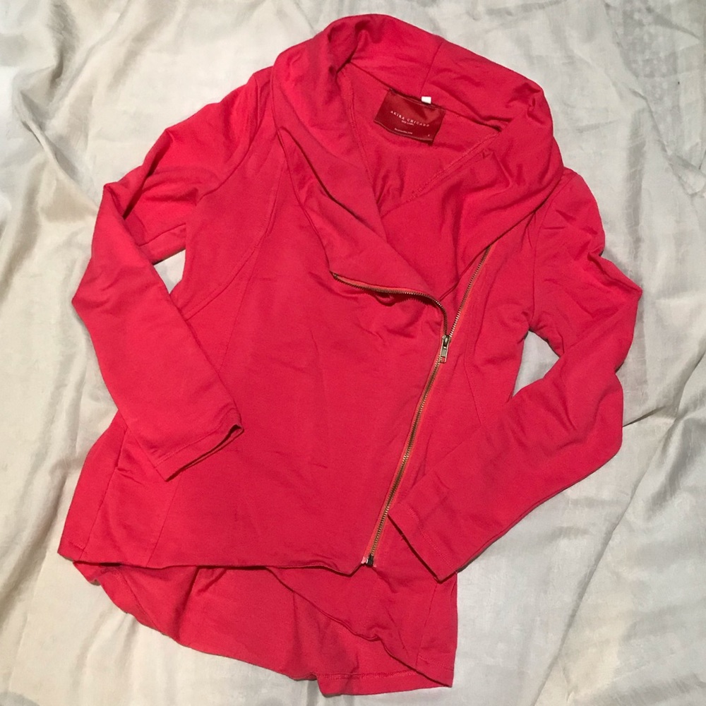 AKIRA Chicago Red Label Knit Jacket in Coral